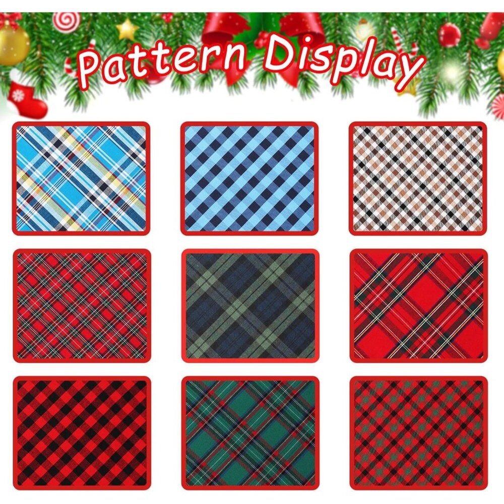 Dog Christmas Bandanas 1PC Washable Cotton Triangle Green Plaid Dog Scarfs for S - Picture 6 of 6